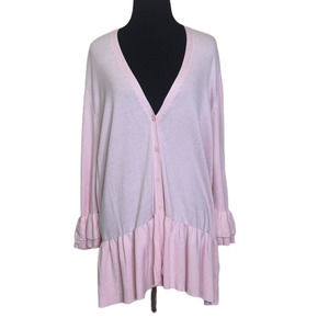 Lane Bryant Light pink ruffle sleeves hem  button up cardigan size 14/16